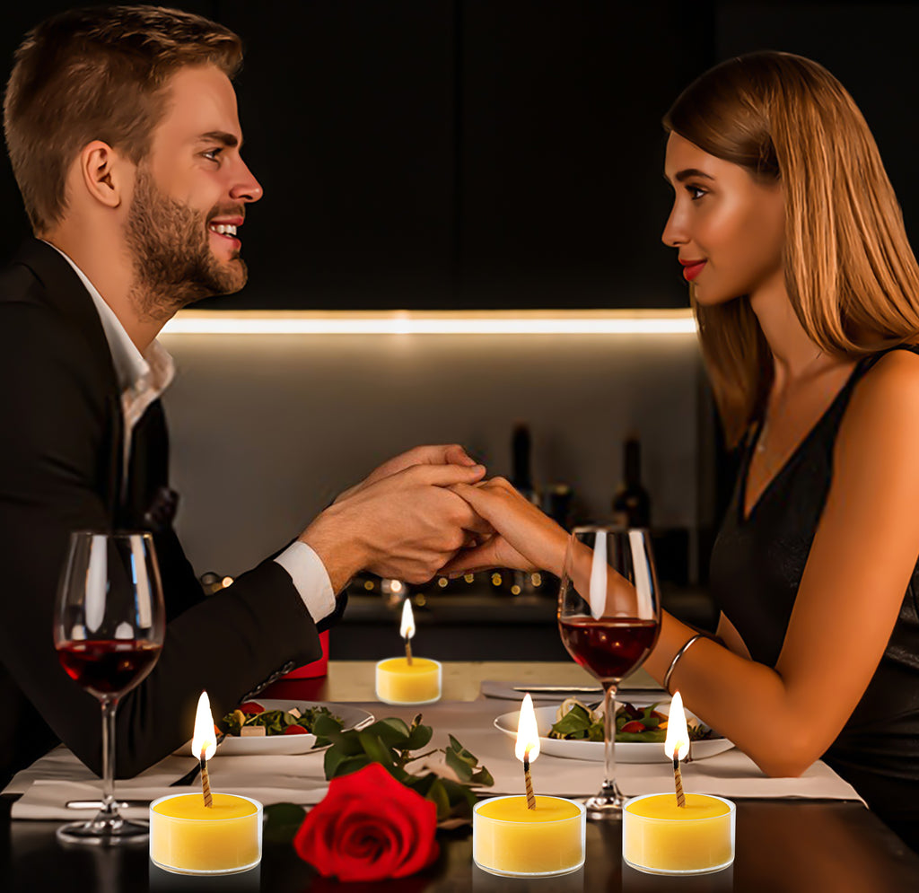 Beeswax Tea Light Candles - 100% Pure Natural Refined with 100 percent Chemical Free Cotton Beeswax Wick *BONUS* Get a free DRIPLESS beeswax lighter Wick MADE IN USA