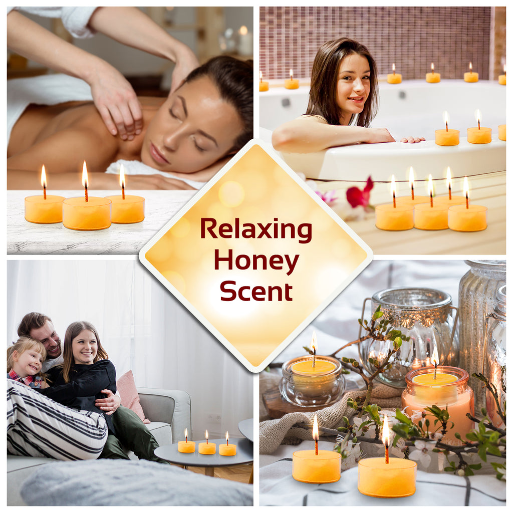 Beeswax Tea Light Candles - 100% Pure Natural Refined with 100 percent Chemical Free Cotton Beeswax Wick *BONUS* Get a free DRIPLESS beeswax lighter Wick MADE IN USA