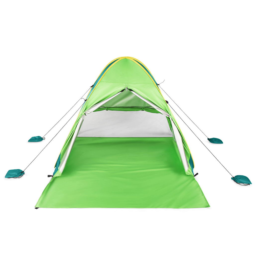 Beach Tent, Instant Pop Up Beach Tent Sun Shelter for 2-3 Person, Anti UV Baby Beach Tent with Extended Floor and Sand Bags, Portable Sun Tent for Beach, Suitable for Outdoor Activities or Beach Trip